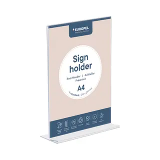 Europel Sign Holder T-Standard A4 Portrait Acryl