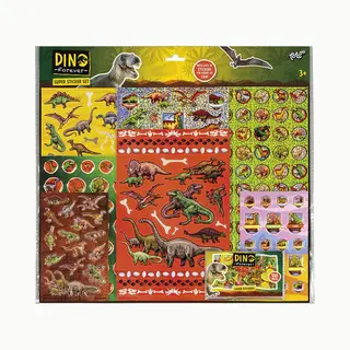 Totum Dino Stickers Xl Super Sticker Set Dinosaurus Thema 7 Vellen Incl. Metallic En 3D Puffy Stickers - 38 X 36 Cm