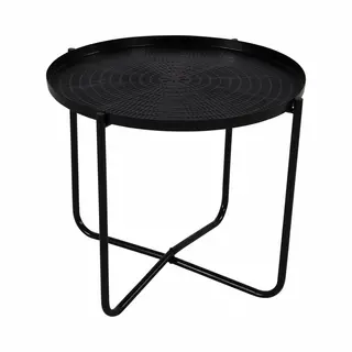 Lesli Ronde Bijzettafel/plantenstandaard Zwart 35 Cm - Plantenhouder/plantentafel/oppottafel