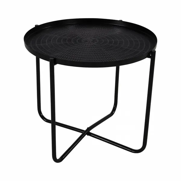 Lesli Ronde Bijzettafel/plantenstandaard Zwart 35 Cm - Plantenhouder/plantentafel/oppottafel thumbnail
