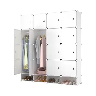 Lowander 4x5 Vakkenkast 'Catania' 150x165 Cm - Kledingkast Kunststof - Organizer - Wit