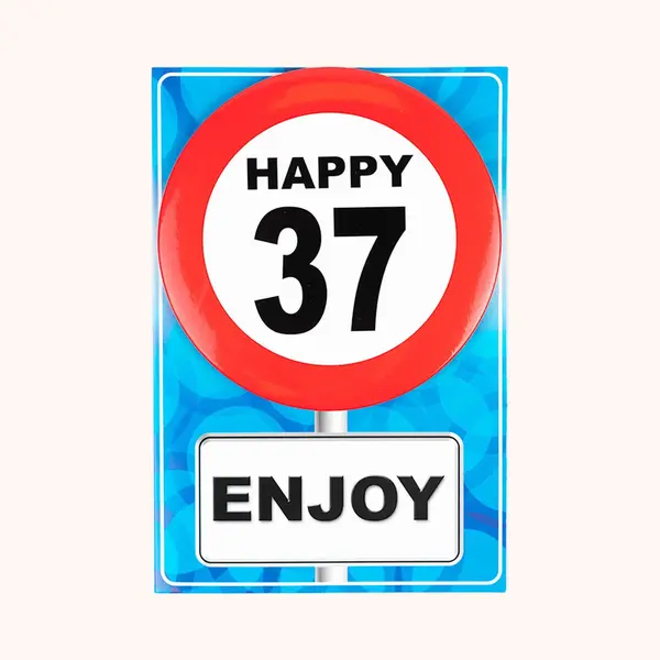 Verjaardagkaart Met Button | Verkeersbord | Happy 37 thumbnail