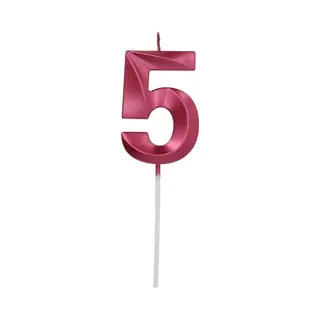 Folat - Kaars Glamour Roodkleurig Metallic - Cijfer 5