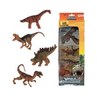 Toi-Toys Dinosaurussen Speelgoed Set - World Of Dinosaurs - 4 Levensechte Dino's.