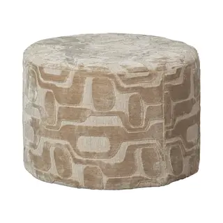 Woood Yago Poef - Viscose/Polyester - Naturel/Beige - 43x60x60 Cm