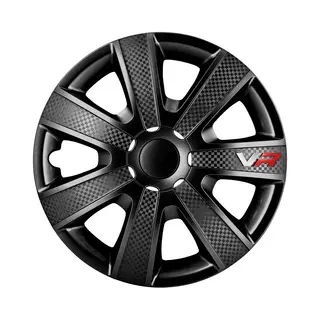 AutoStyle Wieldoppenset Vr 16-inch Zwart/carbon-look/logo