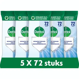 Dettol Desinfecterende Schoonmaakdoekjes - Cleanser - 72 Stuks - 5 Stuks - Voordeelverpakking