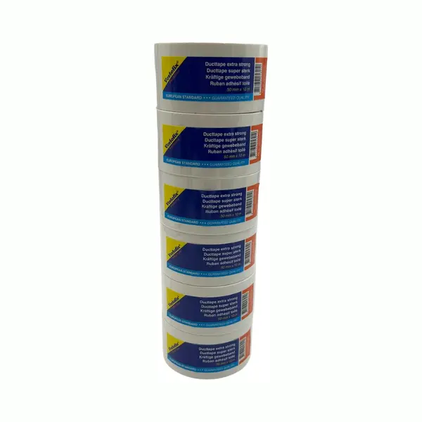 Verlofix Duct Tape - 6 Rollen - 50 Mm Breed - Rol Van 10 Meter - Plakband - Grote Kleefkracht - Zeer Sterk - Waterdichte Tape - Wit thumbnail