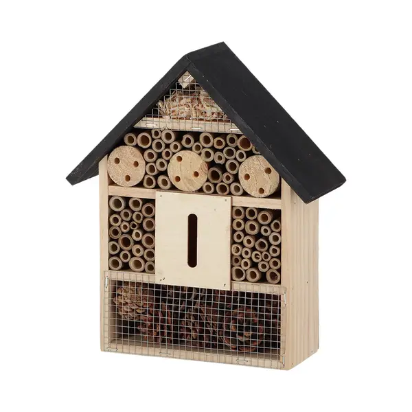 Esschert Design Insectenhotel - Hout - Zwart/naturel - 24.5 X 9.5 X 29 Cm - Bijenhotel/Insectenhuis thumbnail