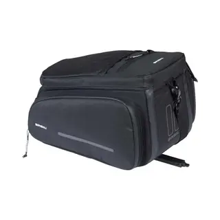 Basil Move Mik Pannier Rack Bag, 10-26L, Black, Water-Repellent, Sustainable Made From Recycled Polyester, Includes Lockable Mik Adapter Plate