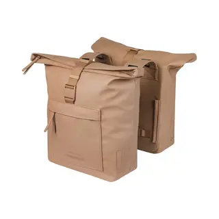 Basil Brooklyn - Dubbele Fietstas - 41 Liter - Waterdicht - Reflectie Details - Gerecycled Materiaal - Zand