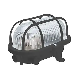 Nova Bulleye Wand/plafond Lamp - E27 - Kunststof Kap + Kunststof Korf - IP44 - Zwart