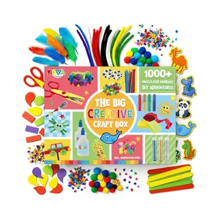 Joya Creative Knutselkoffer - 1000+ Onderdelen Knutselpakket Voor Kinderen - Knutselen Voor Kinderen En Meisjes - Knutselkoffer Met Papier, Glitter, Foam, Pompoms