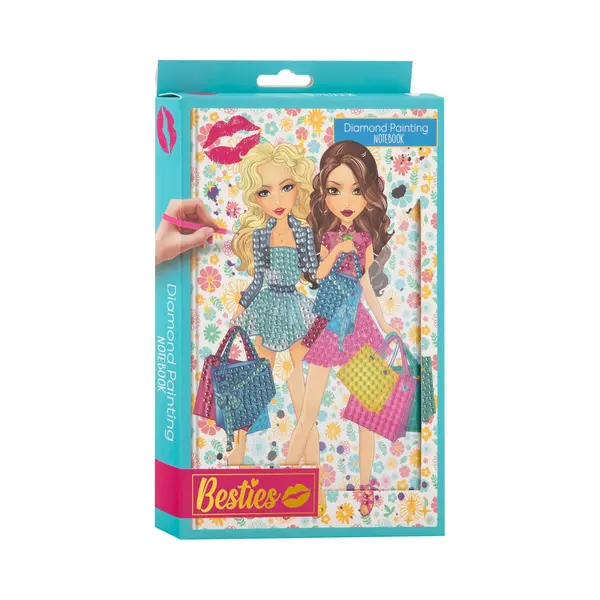 Besties Notitieboekje Diamond Painting A5 - Blauw thumbnail