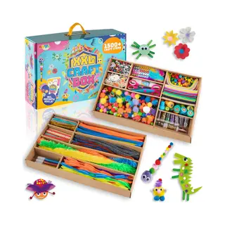 Joya Creative Knutseldoos Xxl - 1500+ Knutselitems - Knutselpakket Voor Kinderen - Inclusief Inspiratieboekje, Glitter, Vilt, Pijpenragers, Foam, Stempels & Veilig