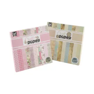 Craft Id Design Papier Hobby 2pcs - Scrapbook Papier Vintage & Bloemen Thema - 100 Vellen Per Set - 200 Grams En 80 Grams - Formaat 20 X 20 Cm - 10 X 10