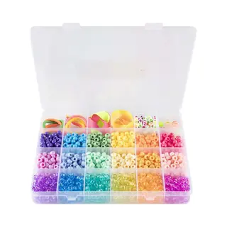 Creative Craft Group Kralen Set Pony Beads Opbergdoos 18 Kleuren Kinderen.