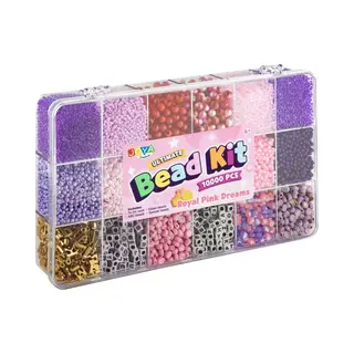 Luxe Armbandjes Maken Meisjes Kralenset 10.000pcs - Royal Pink Dreams - Abc Beads, Glass Beads En Elastiek - Opbergdoos 27x16x4cm - Joya Creative