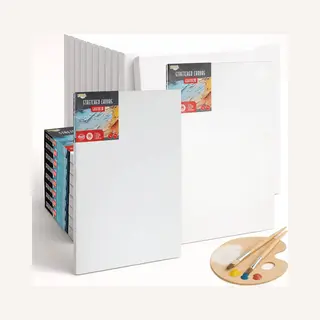Joya Creative Schildersdoeken Formaat 50x70 Cm - 12 Stuks - Canvasdoeken En Canvaspanelen - 100% Katoen - Voor Acrylverf, Olieverf En Schildertechnieken - Joya