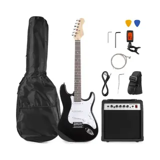 Max Music GigKit Electric guitar Stratocaster 6 strings Black, White