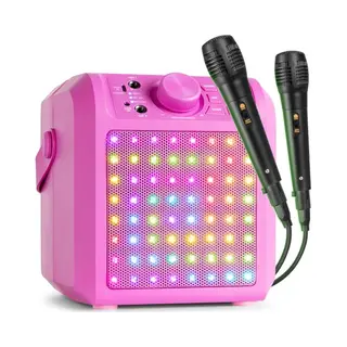 Fenton KAR55P – Musikbox Kinder Karaoke Anlage Mit 2 Mikrofonen, Led- Matrix Panel, Bluetooth, 10 Std. Akku, 50 Watt Leistung, Aux-Anschluss,