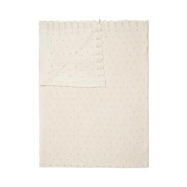 Essenza Plaid Knitted Ajour Antique White, 130x170 Cm Baumwolle Gots - Uni thumbnail