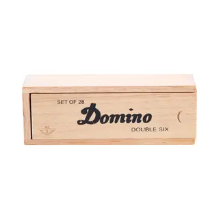 Domino Dubbel 6 Klein – 28 Houten Domino Stenen Met Zwarte Ogen – Inclusief Houten Kist Met Schuifdeksel – Engelhart Games