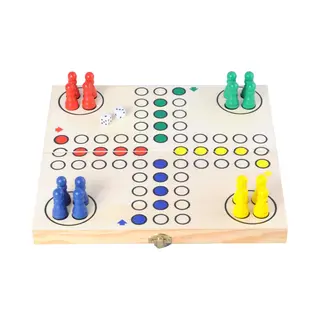 Longfield Ludo Opklapbaar Hout – Reisspel 30 X 30 Cm – Met Opbergvak – Klassiek Familiespel Voor 4 Spelers – Bordspel Voor Thuis & Onderweg –