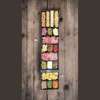 Borrelsjoelbak - Zwart - Hapjesplank Met Uitneembare Zwarte Bakjes - 120 Cm - Borrelplank - Mini Sjoelbak