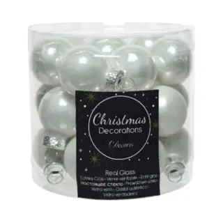 Decoris Mini Kerstballen Glas Wit - 24 Stuks
