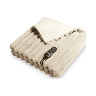 Duux Yentl Striped Elektrisch Warmtedeken 200x200 Cm – 9 Standen – Beige