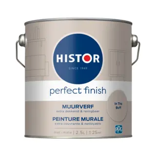 Histor Perfect Finish Muurverf Mat - Perfecte Dekking - Geurarm - 2.5L - In The Buff - Beige