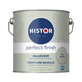 Histor Perfect Finish Muurverf Mat - Perfecte Dekking - Geurarm - 2.5L - Gull Feather - Lightgrijs