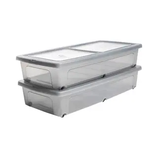 Iris Clearbox - Opbergbox - 35L - Stapelbaar Met Wielen - Grijs (set Van 2)