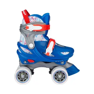 Nijdam Geo Metricker - Rolschaatsen Verstelbaar - Hardboot 4 Maten - Blauw/Rood/Wit/Zilvergrijs
