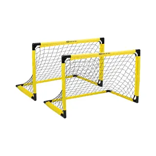 Get & Go Voetbaldoel Opvouwbaar Set Van 2 - 91x61x61 Cm - Voetbalgoal Voor Kinderen - Zwart/Geel