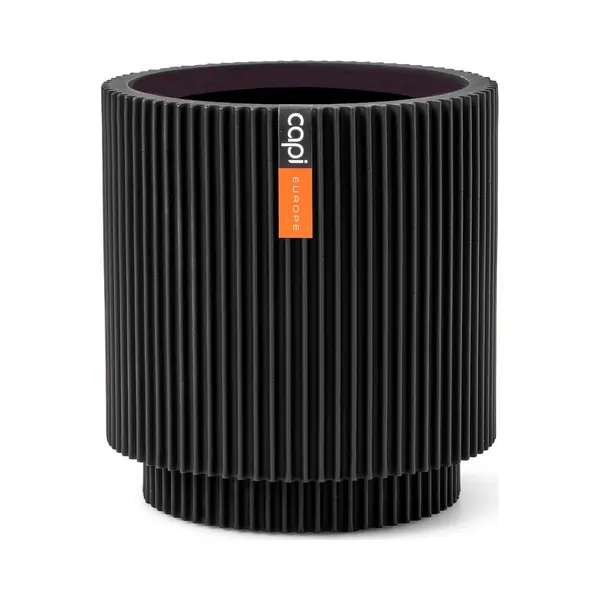Capi Europe - Gefäß Zylinder Groove Black & Gold - 8x9 - Schwarz - Blumentopf Für Drinnen - Capi Indoor - BGVBL311 thumbnail