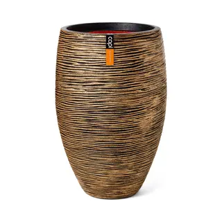 Capi Europe - Vase Elegant Deluxe Rib Nl - 38x58 - Gold - Opening Ø27 - Pot For Indoor And Outdoor Use - Shatterproof - 100% Recyclable - KBGR1131