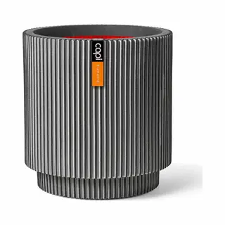Capi Europe - Vase Cylinder Groove Nl - 35x38 - Anthracite - Opening Ø29 - Pot For Indoor And Outdoor Use - Shatterproof - 100% Recyclable - KGVZ882