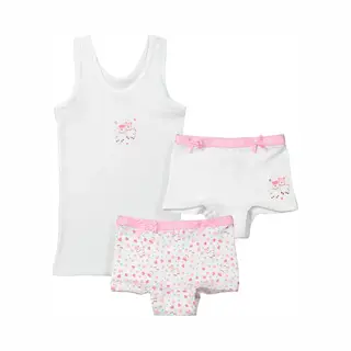 Fun2Wear Funderwear Meisjes Ondergoed - Meisjes Setje - Alpaca - 2 Boxershorts En Hemd Setje Kind - 98 - Wit
