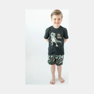 Fun2Wear - Dino Shortama Kinderen | Zwart - Katoen - Maat 98