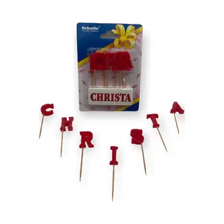 Timmy Toys Namen Kaarsjes - Letter Kaars - Kaarsje Met Je Naam - Christa - Rood - Verjaardag Kaarsje Naam Christa