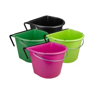 Holland Animal Care Vplast Voerbak 15 Liter Met Ophang + Hengsel - Voerbak Paard - Voeremmer - Voerbak Paarden Ophang - Zwart