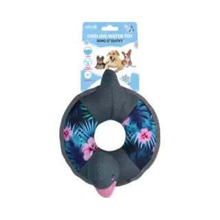 CoolPets Ring O’Ducky – 12 X 36 X 20 Cm - Verkoelend Hondenspeeltje – Hondenspeelgoed Met Pieper – Drijft Op Water - Bloemen Print