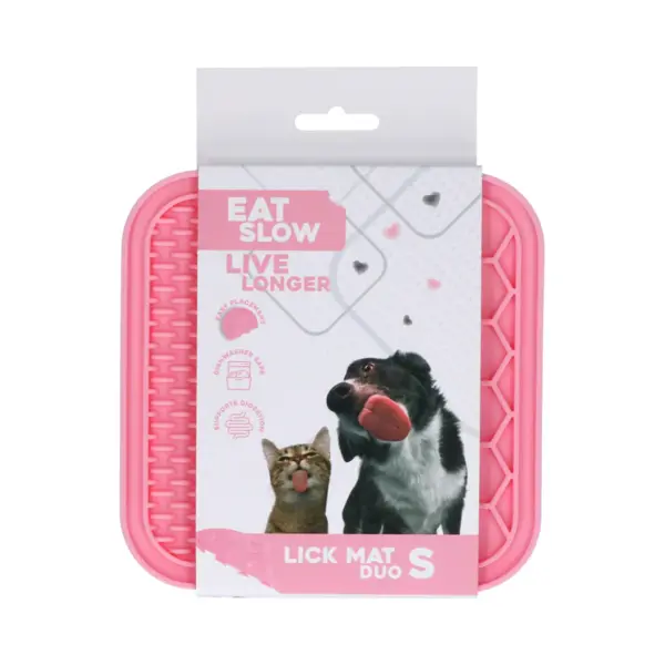 Eat Slow Live Longer Duo Likmat - 15 X 15 Cm - Vierkant - Snuffelmat - Anti-schrok Mat - Slowfeeder Honden En Katten - 100% Siliconen - thumbnail