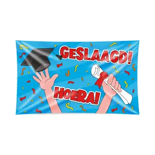 PartyXplosion Xxl Gevel Vlag - Geslaagd Cartoon