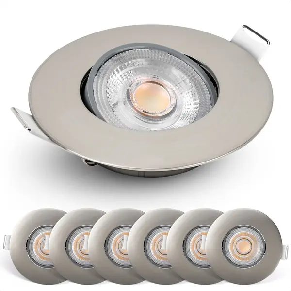 Emos Select Spotjes Nikkel Dimbaar 6 Stuks - Ultralage Inbouwdiepte - 480 Lumen – 2700K Warm Wit - 4.9W - 50° Kantelbaar - Emos Exclusive Inbouwspots Led thumbnail