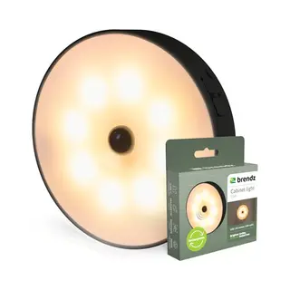 Brendz Rundes Led Schranklicht Mit Bewegungsmelder, Usb-C Wiederaufladbar, Magnetisch, Warmweiß 3000K, Led Spot Akku, Kabellose Schrankbeleuchtung,