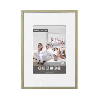 Luxe Aluminium Wissellijst - Fotolijst - 28x35 Cm - Helder Glas - Licht Brons - 10 Mm - Facetrandje