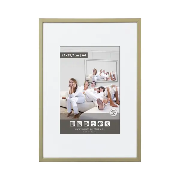 Luxe Aluminium Wissellijst - Fotolijst - 28x35 Cm - Helder Glas - Licht Brons - 10 Mm - Facetrandje thumbnail